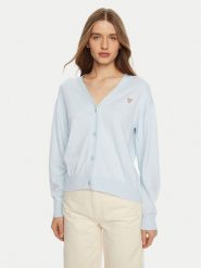 Guess Sweter W4BR16 Z3HO2 Błękitny Regular Fit. Niebieskie swetry Guess, xl, z aplikacjami, z syntetyku, bez ramiączek. Za 272.00 zł.