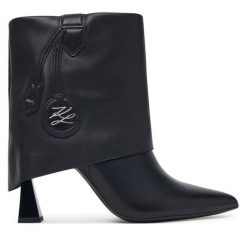 Botki KARL LAGERFELD. Czarne botki KARL LAGERFELD, bez wzorów, bez obcasa, na słupku, bez zapięcia. Za 1,189.00 zł.