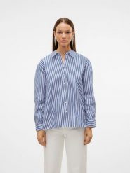 Vero Moda Koszula w kolorze niebiesko-białym rozmiar: L. Białe koszule Vero Moda, l, bez wzorów, z bawełny, bez kołnierzyka, bez ramiączek. Za 105.38 zł.