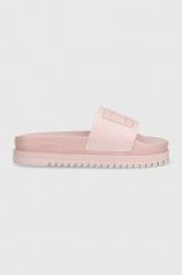 Tommy Jeans klapki ELEV FLTFRM PL SLD damskie kolor różowy na platformie. Czerwone klapki Tommy Jeans, bez wzorów, z gumy, bez obcasa, na platformie, bez zapięcia. Za 299.99 zł.