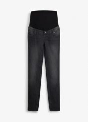 Elastyczne jeansy ciążowe z bawełną organiczną, skinny. Szare jeansy bonprix, bez wzorów, z bawełny. Za 169.99 zł.