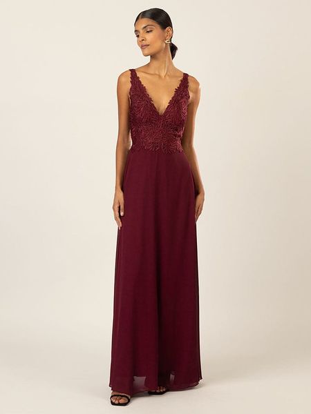 APART Sukienka w kolorze bordowym rozmiar: 36. Czerwone sukienki Apart, bez wzorów, z koronki, bez kołnierzyka, bez ramiączek, maxi. Za 280.44 zł.
