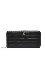 Calvin Klein Portfel Ck Croc Long Zip Around LV04F1096G Czarny. Czarne portfele Calvin Klein, bez wzorów, ze skóry. Za 309.99 zł.