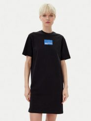 KARL LAGERFELD Sukienka codzienna A2W13028 Czarny Regular Fit. Czarne sukienki KARL LAGERFELD, na co dzień, m, bez wzorów, z bawełny, bez kołnierzyka, bez ramiączek, proste. Za 259.99 zł.