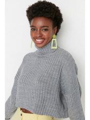 Trendyol Golf w kolorze szarym rozmiar: L. Szare swetry Trendyol, l, bez wzorów, ze splotem, bez ramiączek. Za 60.99 zł.