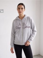 Dresowa rozpinana bluza z kapturem - szary. Szare bluzy z kapturem Sinsay, l, bez wzorów, z dresówki, z kapturem. Za 49.99 zł.