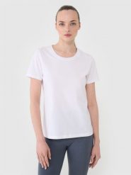 4F T-shirt regular gładki damski - biały XS. Białe t-shirty 4f, xs, bez wzorów, z bawełny, klasyczne, bez kołnierzyka, bez ramiączek. Za 49.99 zł.