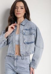 Niebieska Kurtka Jeansowa o Skróconym Oversizowym Fasonie z Bawełny Elimess. Niebieskie kurtki Born2be, m, bez wzorów, z bawełny, eleganckie, bez kaptura. W wyprzedaży za 146.99 zł.