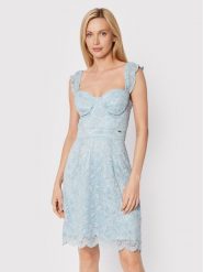 Guess Sukienka koktajlowa W2YK70 KAQN0 Błękitny Slim Fit. Niebieskie sukienki Guess, s, z aplikacjami, z syntetyku, wizytowe, bez kołnierzyka, bez ramiączek. Za 449.99 zł.