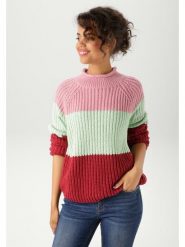 Aniston Sweter w kolorze czerwono-jasnozielono-jasnoróżowym rozmiar: 42. Czerwone swetry Aniston, bez wzorów, ze splotem, bez ramiączek. Za 82.64 zł.