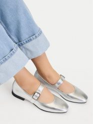 Lasocki Baleriny CEO-RST-ROMI-94 Srebrny. Szare baleriny Lasocki, bez wzorów, ze skóry, bez obcasa, bez zapięcia. Za 169.99 zł.