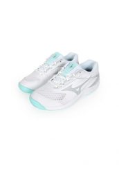 Damskie buty halowe Mizuno Cyclone Speed. Białe buty do biegania Mizuno, bez wzorów, z materiału, bez zapięcia, do biegania. Za 249.99 zł.