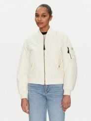 Guess Jeans Kurtka bomber W5RL81 WHAA2 Écru Regular Fit. Kurtki Guess Jeans, s, z aplikacjami, z jeansu, bez kaptura. Za 519.99 zł.