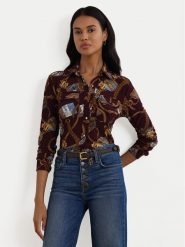 LAUREN RALPH LAUREN Koszula 200951312001 Bordowy Slim Fit. Czerwone koszule Lauren Ralph Lauren, xs, bez wzorów, z syntetyku, bez kołnierzyka, bez ramiączek. Za 699.99 zł.
