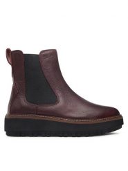 Clarks Sztyblety Orianna W Up 261748224 Bordowy. Czerwone botki Clarks, bez wzorów, ze skóry, bez obcasa, na płaskiej podeszwie, bez zapięcia. Za 719.99 zł.