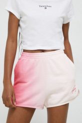 Tommy Jeans szorty damskie kolor różowy wzorzyste high waist. Czerwone szorty Tommy Jeans, bez wzorów, z dzianiny. Za 299.99 zł.