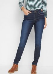 Dżinsy Skinny, mid waist ze stretchem, Skinny. Niebieskie jeansy bonprix, bez wzorów, z jeansu. Za 109.99 zł.