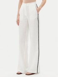 ICONA Spodnie materiałowe RP5LE005 Biały Relaxed Fit. Białe spodnie materiałowe ICONA, bez wzorów, ze lnu. Za 509.99 zł.