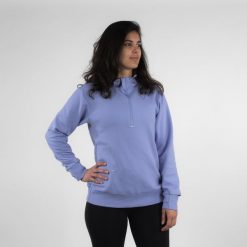 Bluza do biegania damska Kiprun Run 500 Warm ocieplana. Fioletowe bluzy KIPRUN, l, bez wzorów, z bawełny, sportowe, bez ramiączek, bez kaptura. W wyprzedaży za 119.99 zł.