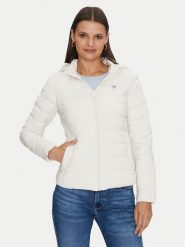 Guess Kurtka puchowa Diann V4YL04 WF3X0 Biały Regular Fit. Białe kurtki Guess, xs, z aplikacjami, z puchu, bez kaptura. Za 339.99 zł.