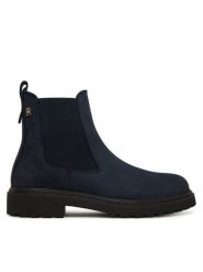 Tommy Hilfiger Sztyblety Nubuck Cleated FW0FW09041 Granatowy. Niebieskie botki Tommy Hilfiger, bez wzorów, z nubiku, bez obcasa, na płaskiej podeszwie, bez zapięcia. Za 529.99 zł.