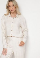 Beżowa Wiskozowa Koszula w Klasycznym Stylu Nimiorella. Brązowe koszule Born2be, l, bez wzorów, z jeansu, eleganckie, bez kołnierzyka, bez ramiączek. W wyprzedaży za 93.49 zł.