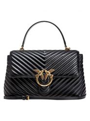 Pinko Skórzana torebka w kolorze czarnym - 34 x 22 x 13 cm rozmiar: onesize. Czarne torebki klasyczne Pinko, bez wzorów, z materiału, przez ramię, z tłoczeniem, bez dodatków. Za 1,720.45 zł.