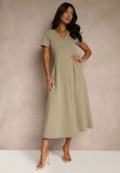 Jasnozielona Casualowa Sukienka z Bawełną Zeredira. Zielone sukienki Renee, na co dzień, m, bez wzorów, z bawełny, eleganckie, bez kołnierzyka, bez ramiączek, maxi. Za 189.99 zł.