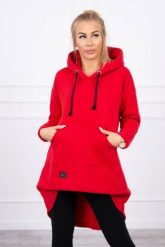 Bluza ocieplana z długim tyłem i kapturem czerwona. Czerwone bluzy KESI, l, bez wzorów, z bawełny, bez ramiączek. Za 238.37 zł.