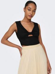 ONLY Top w kolorze czarnym rozmiar: XL. Czarne topy ONLY, xl, bez wzorów, bez kołnierzyka, bez ramiączek. Za 24.17 zł.