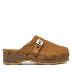 Klapki Scholl. Brązowe klapki Scholl, bez wzorów, bez obcasa, bez zapięcia. Za 499.99 zł.