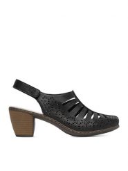 Rieker Sandały CEO-40959-00 Czarny. Czarne sandały Rieker, bez wzorów, ze skóry, bez obcasa, na słupku, bez zapięcia. Za 319.99 zł.