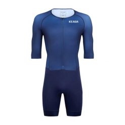 Damski kombinezon triathlonowy Essential z rękawami – granatowy. Niebieskie kombinezony KEADA SPORTS, s, bez wzorów, z materiału, bez kołnierzyka, bez ramiączek. Za 549.00 zł.