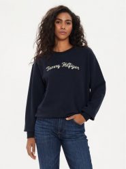 Tommy Hilfiger Bluza Modern Script WW0WW42615 Granatowy Regular Fit. Niebieskie bluzy Tommy Hilfiger, xxs, bez wzorów, z bawełny, bez kaptura. Za 349.99 zł.