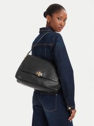 Tory Burch Torebka Charlie Quilted Large Shoulder Bag 185805 Czarny. Czarne torebki klasyczne Tory Burch, bez wzorów, ze skóry, bez dodatków. Za 3,469.00 zł.