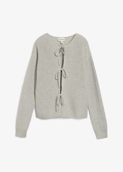 Kardigan wiązany na kokardki. Czerwone swetry bonprix, bez wzorów, bez ramiączek. Za 124.99 zł.
