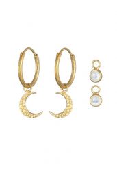 Elli PREMIUM Damski wisiorek w kształcie półksiężyca z kamieniem księżycowym z pozłacanego srebra 925 Sterling Silver Kolczyki koła 1 ct. Szare kolczyki Elli PREMIUM, z kamieniem księżycowym, pozłacane. Za 293.99 zł.