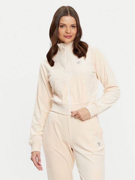 Guess Bluza V3BQ22 KBXI2 Écru Regular Fit. Bluzy Guess, xl, z aplikacjami, z syntetyku, bez ramiączek, bez kaptura. Za 179.99 zł.