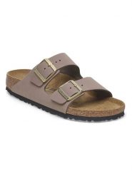 Birkenstock Skórzane klapki "Arizona" w kolorze fioletowym rozmiar: 38. Różowe klapki Birkenstock, bez wzorów, z nubiku, klasyczne, z otwartym noskiem, bez obcasa, bez zapięcia. Za 459.04 zł.
