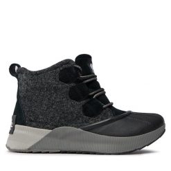 Botki Sorel. Czarne botki Sorel, bez wzorów, bez obcasa, na płaskiej podeszwie, bez zapięcia. Za 369.99 zł.