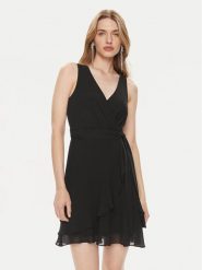 Morgan Sukienka letnia 241-ROSVAL Czarny Regular Fit. Czarne sukienki Morgan, bez wzorów, z syntetyku, bez kołnierzyka, bez ramiączek. Za 239.99 zł.