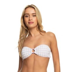 Góra od stroju kąpielowego ROXY Check It Bandeau. Czerwone bikini Roxy, bez wzorów, sportowe. Za 99.99 zł.