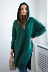 Bluza ocieplana z rozcięciami na bokach ciemno zielona. Zielone bluzy KESI, l, bez wzorów, z bawełny, bez ramiączek, bez kaptura. Za 284.37 zł.