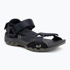Sandały damskie Jack Wolfskin Ridge. Czarne sandały Jack Wolfskin, bez wzorów, z gumy, bez obcasa, bez zapięcia. Za 349.99 zł.