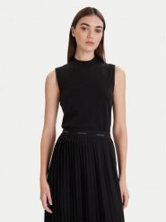 Calvin Klein Top LV044D316G Czarny Slim Fit. Czarne topy Calvin Klein, l, bez wzorów, z wiskozy, bez kołnierzyka, bez ramiączek. Za 429.99 zł.