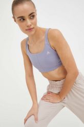 Adidas Performance biustonosz do jogi kolor fioletowy gładki. Fioletowe biustonosze sportowe adidas Performance, bez wzorów, z materiału, na fitness i siłownię. Za 229.99 zł.