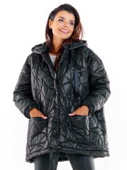 Awama Kurtka pikowana w kolorze czarnym rozmiar: onesize. Czarne kurtki Awama, bez wzorów, bez kaptura. Za 315.95 zł.