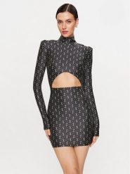 Elisabetta Franchi Sukienka codzienna AB-437-36E2-V400 Czarny Slim Fit. Czarne sukienki Elisabetta Franchi, na co dzień, bez wzorów, z syntetyku, bez kołnierzyka, bez ramiączek, proste. Za 1,999.00 zł.
