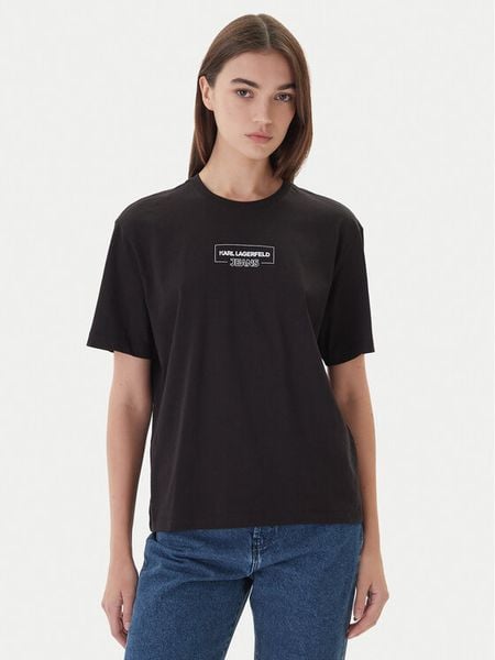 Karl Lagerfeld Jeans T-Shirt A4W17003 Czarny Relaxed Fit. Czarne t-shirty Karl Lagerfeld Jeans, l, bez wzorów, z bawełny, bez kołnierzyka, bez ramiączek. Za 119.99 zł.