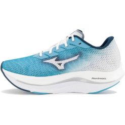 Damskie buty do biegania Mizuno Wave Rebellion Flash 2. Niebieskie buty do biegania Mizuno, bez wzorów, bez zapięcia, do biegania, mizuno wave. Za 429.99 zł.
